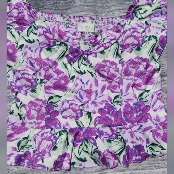 WAYF Puffed Sleeves Floral Satin Crop‎ Top Size Small - Picture 2 of 14